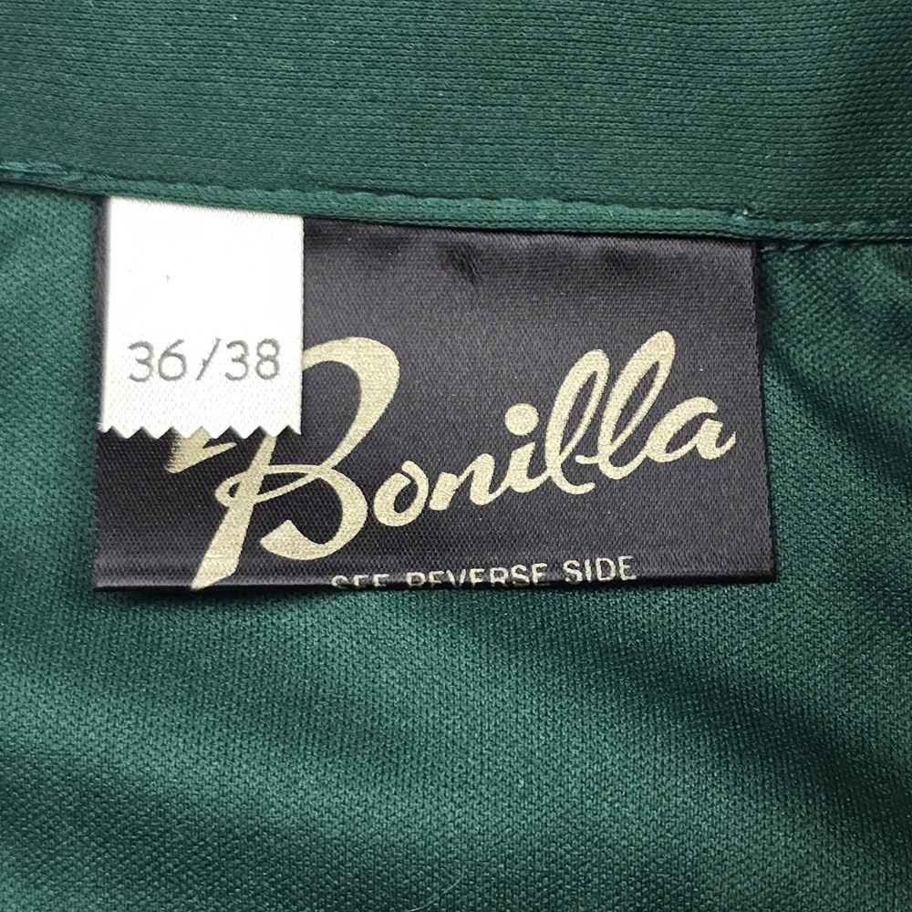 Bonilla Bowling Shirt Vintage 70s‎ Mens 36/38 Green USA NOS Big Pointed Collar - Picture 4 of 9